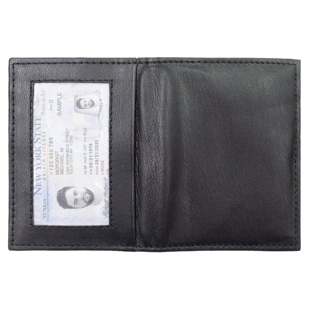 Black Genuine Leather Men's Bifold Credit Card Case Mini Card Wallet